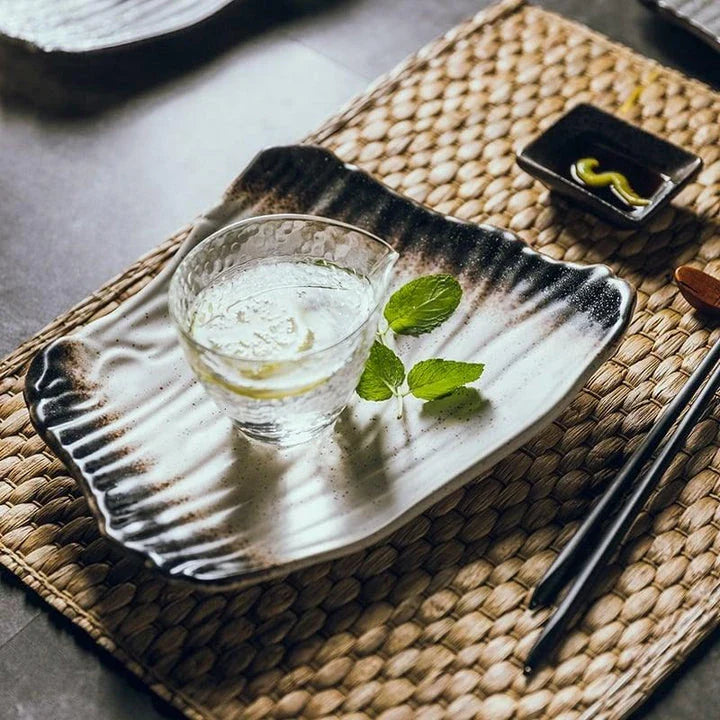 Elegant ceramic sushi plate featuring traditional Japanese design and craftsmanship