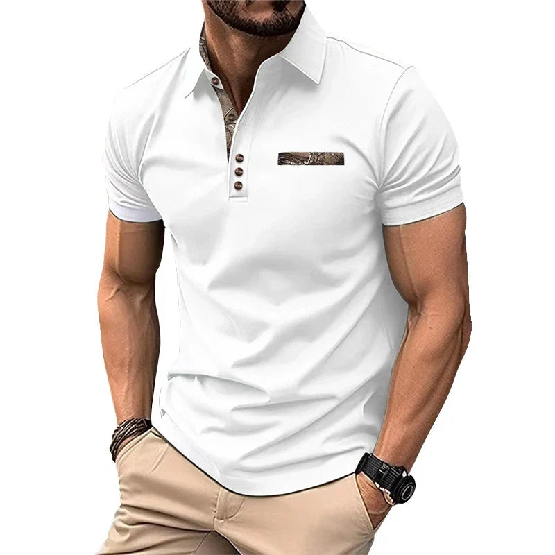 Premium short-sleeve sports shirt for men, featuring a button-down design and breathable, durable polyester fabric