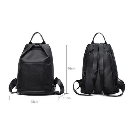 Premium anti-theft leather backpack with cowhide exterior and polyester lining for secure and stylish travel