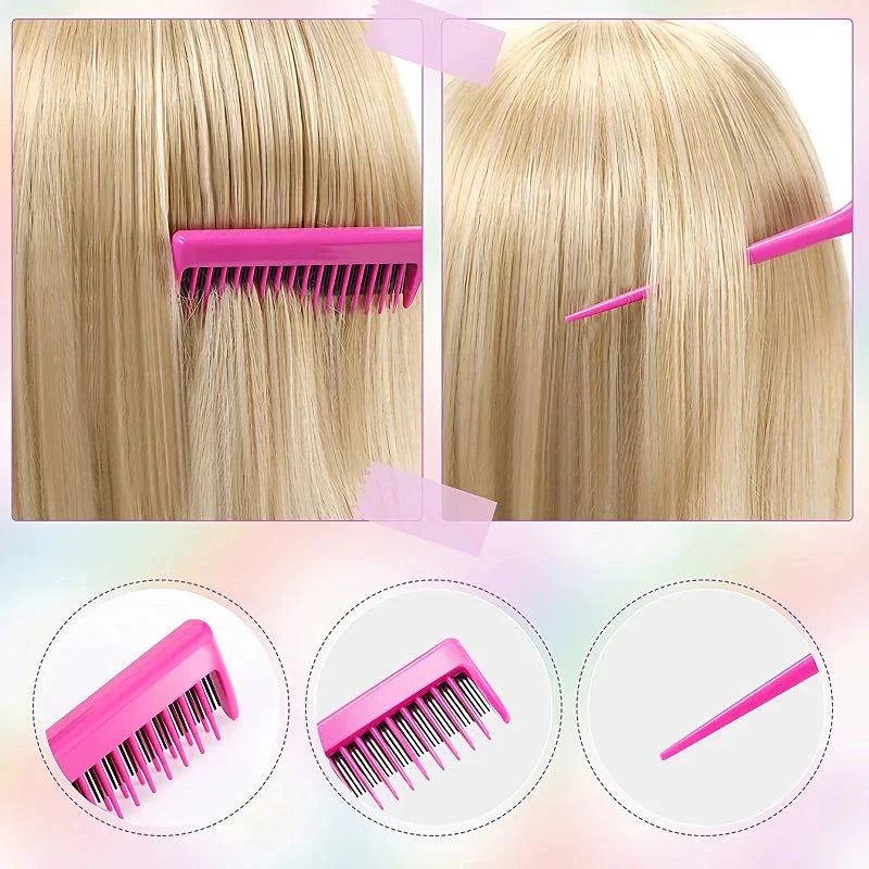 Premium 8-Piece Professional Hair Styling Comb Set with Salon Teasing Brush, Triple Teasing Comb, Rat Tail Comb, and Duckbill Hair Clips
