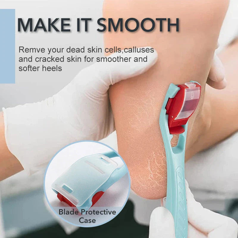 Premium Callus and Corn Remover Set with razor-sharp blade, ergonomic handle, and dander container for effective and hygienic foot care