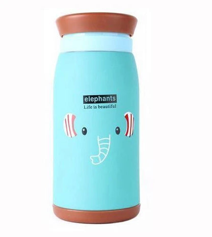 Stylish stainless steel vacuum insulated thermomug with playful cartoon design, available in various vibrant colours