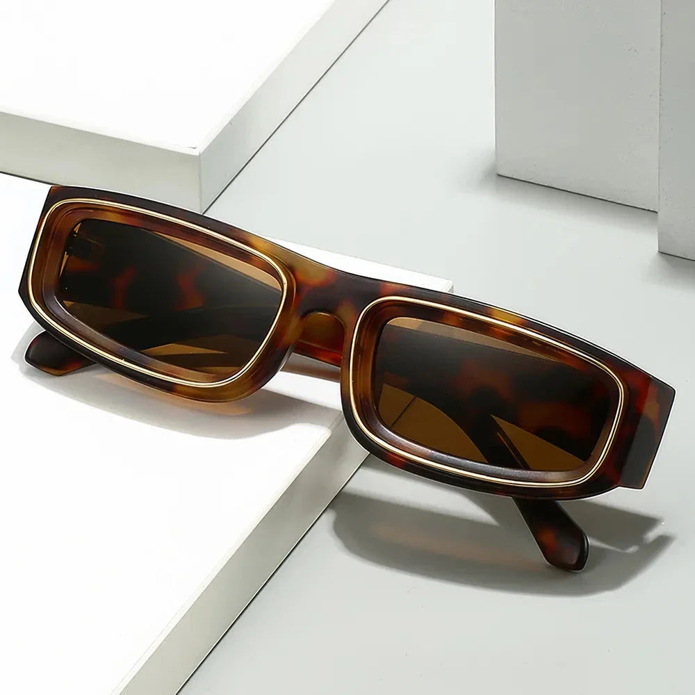 Stylish Small Rectangle Punk Sunglasses with an edgy, retro-inspired design and UV400 protection
