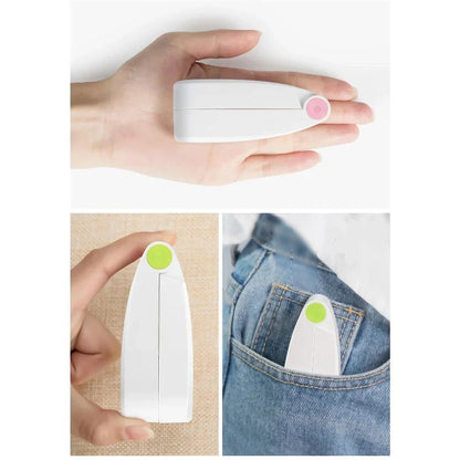 Compact, rechargeable handheld fan in pink and green colours with foldable and adjustable design for portable cooling