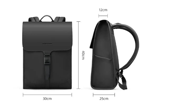 Stylish magnetic buckle laptop backpack for men, featuring a sleek design, spacious interior, and durable PU leather construction.