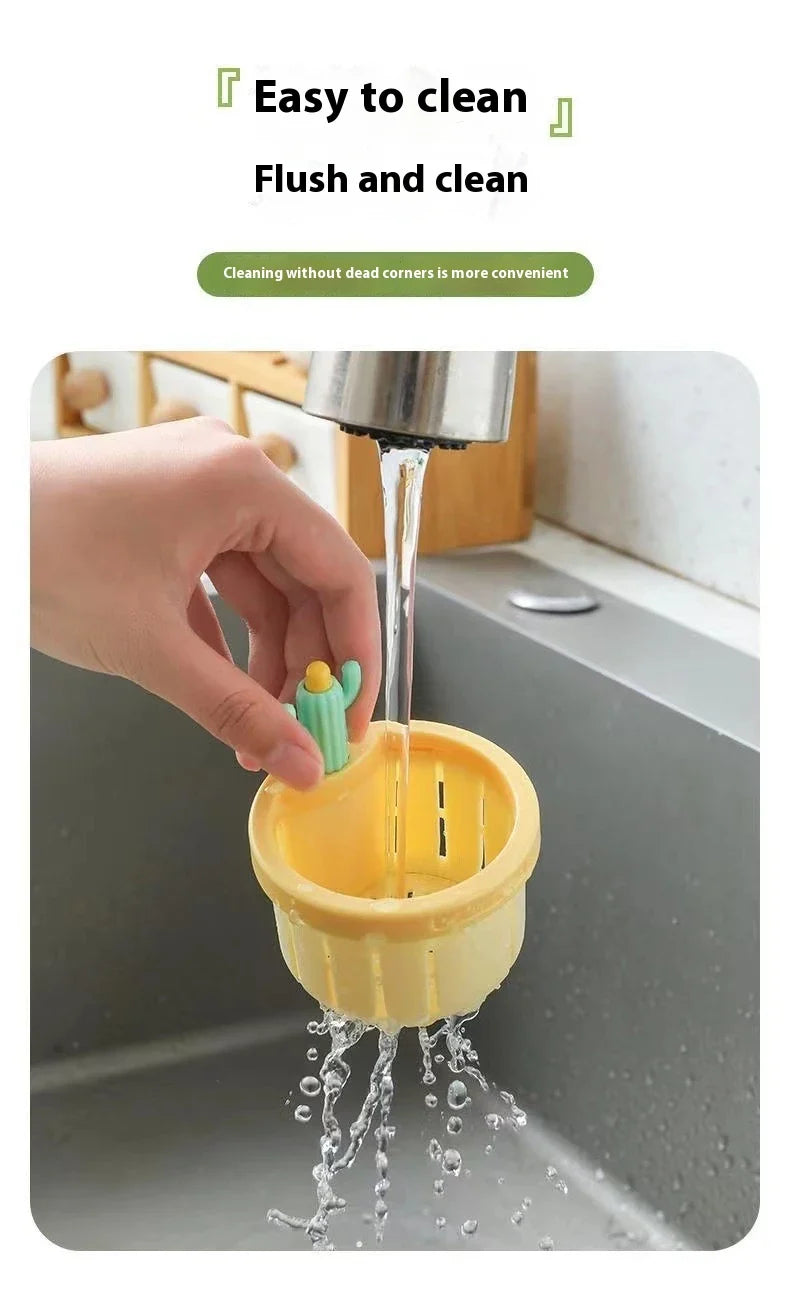 Elegant green cactus-inspired sink filter basket with effective debris trapping capabilities