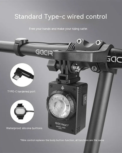 Powerful 1000-lumen bicycle headlight with waterproof design, long battery life, and intuitive controls for safe night cycling in the UK