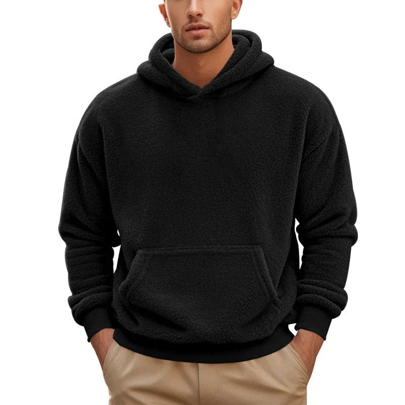 Premium double-faced velvet jumper in a range of sophisticated colours, featuring a relaxed fit and dimensional patch pockets for modern style.