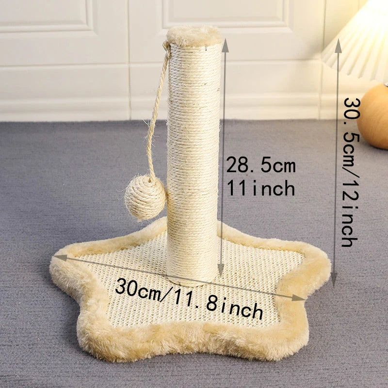Compact cat scratching post made with premium sisal rope and soft, durable carpet for furniture protection and cat entertainment