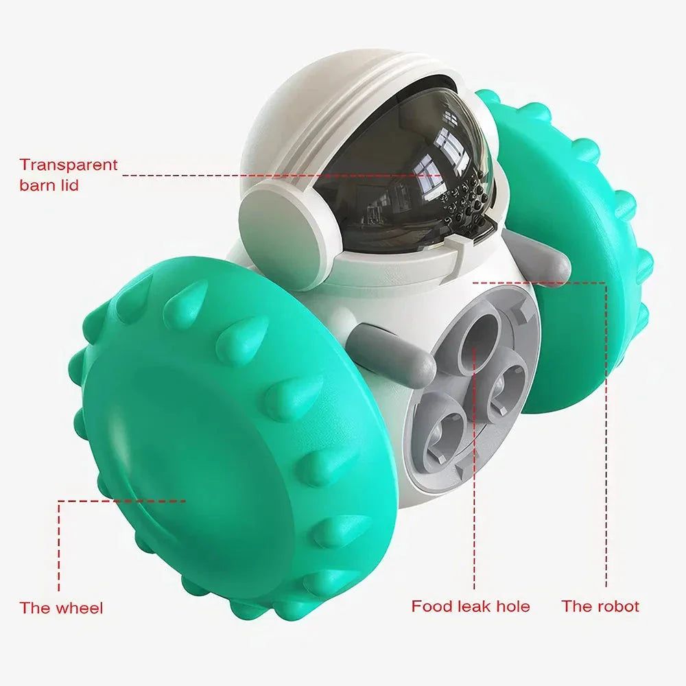 Durable dog tumbler treat dispenser toy in various vibrant colours for mental and physical stimulation