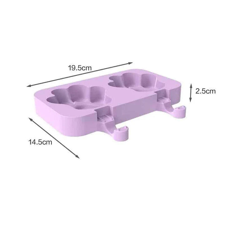 Purple silicone popsicle mould with stainless steel sticks, perfect for creating homemade frozen treats with a British flair