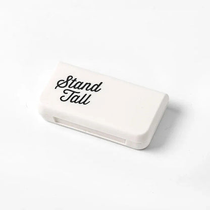 Compact and stylish 3-compartment pill organiser for travelling, made from durable, eco-friendly plastic