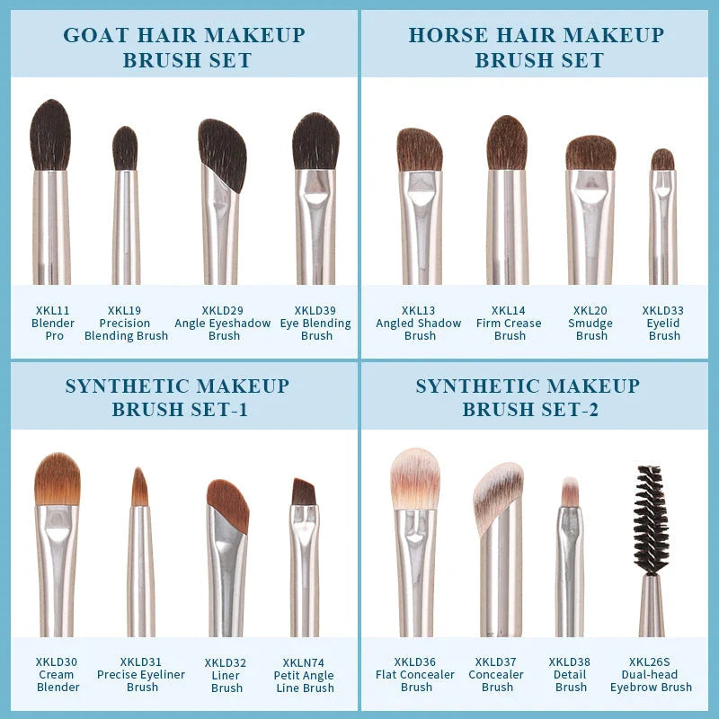 Exquisite 4-piece eyeshadow and concealer makeup brush set with natural goat hair and synthetic fibres for flawless makeup application
