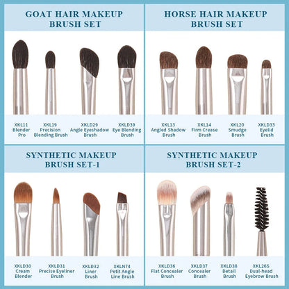 Exquisite 4-piece eyeshadow and concealer makeup brush set with natural goat hair and synthetic fibres for flawless makeup application