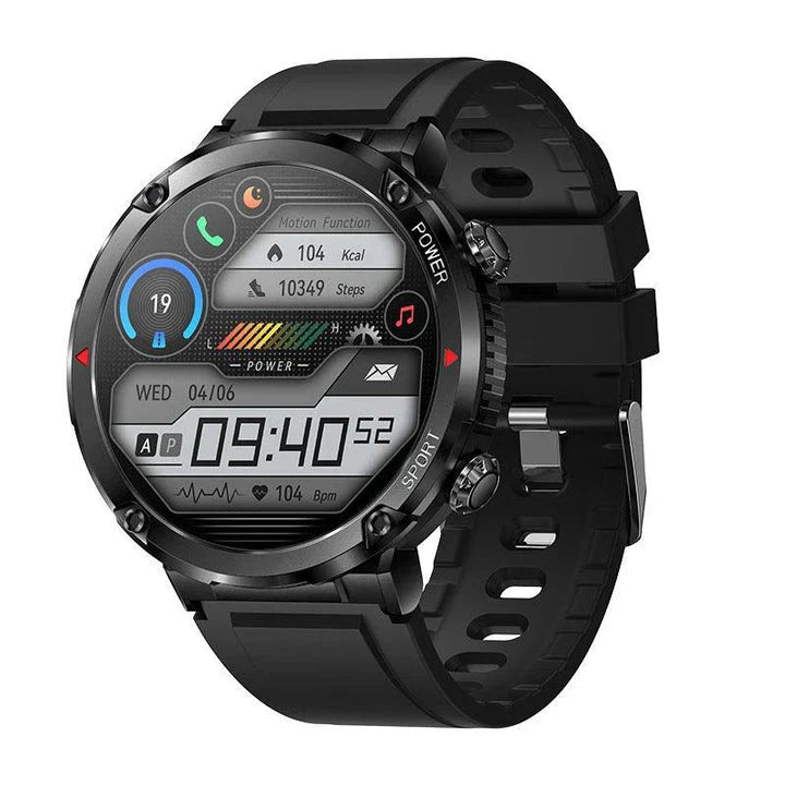 Premium HD smart watch with comprehensive health tracking features including heart rate, blood pressure, and step counting
