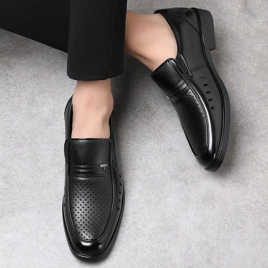 Premium British leather business shoes with ventilated design for superior comfort and breathability