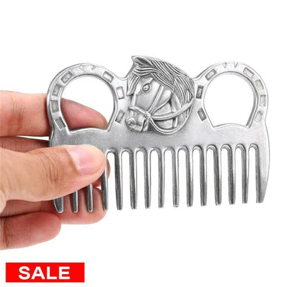 Premium aluminium horse grooming comb with rounded teeth and ergonomic handle for efficient and gentle coat care