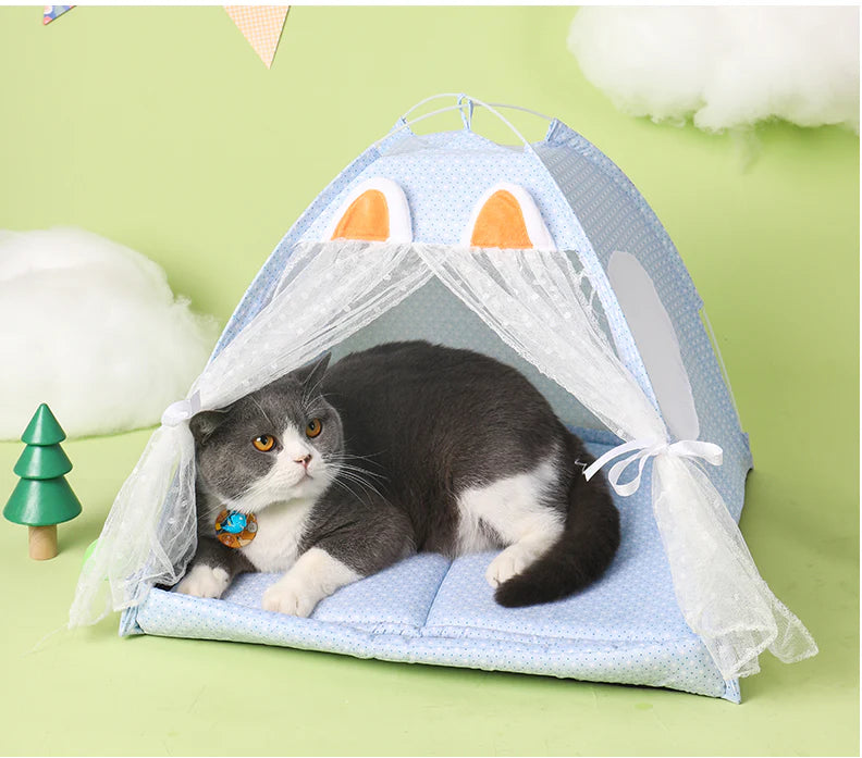 Cozy and comfortable cat bed with raised platform design for optimal temperature regulation and support