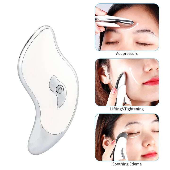 Electric Guasha Face and Neck Vibration Massager with Micro-Current Ion Technology for Skin Rejuvenation