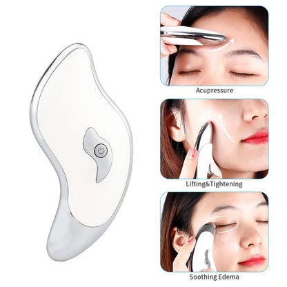 Electric Guasha Face and Neck Vibration Massager with Micro-Current Ion Technology for Skin Rejuvenation