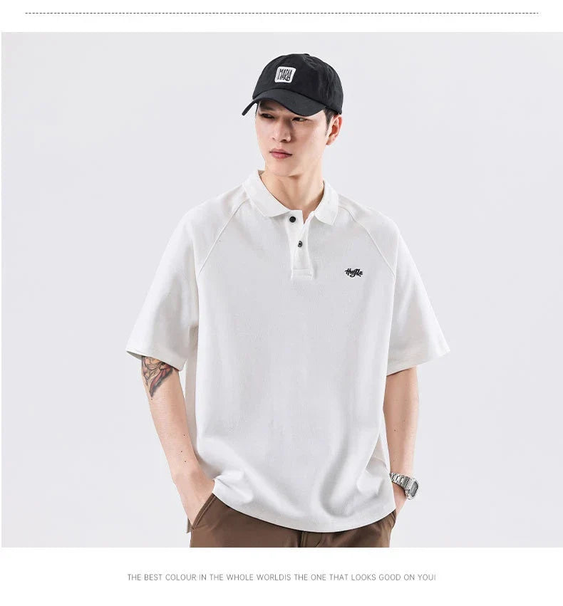 Stylish everyday raglan t-shirt for men in white, dark brown, and melange grey colours
