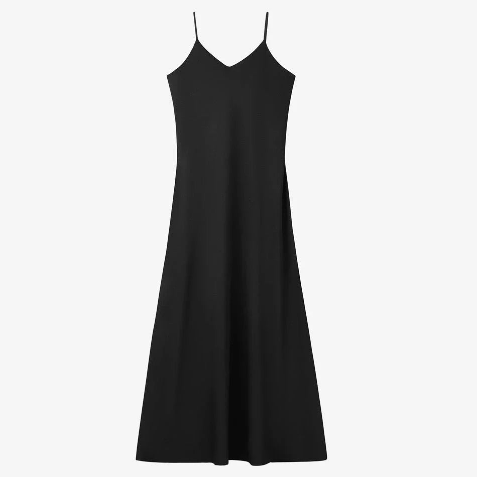 Premium high-stretch ribbed wrap top and flowing matte satin maxi dress set in black, tan, and green colours