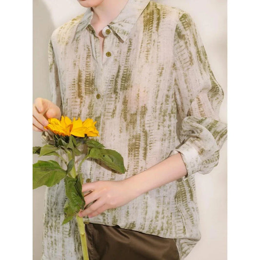 Elegant floral print ramie blouse for professional women in the UK