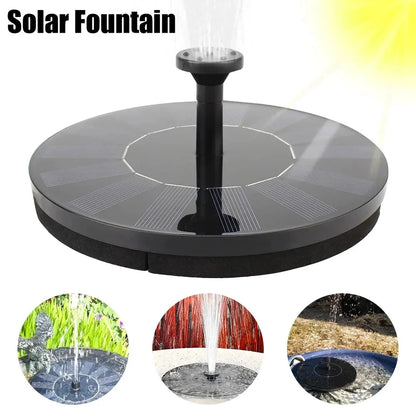 3W solar-powered water fountain with LED lights and customisable spray nozzles, perfect for enhancing any garden or pond