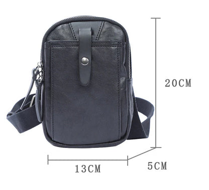 Timeless Leather One-Shoulder Crossbody Bag in Black, featuring premium British cowhide, hands-free design, and organised interior pockets