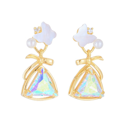 Elegant sterling silver butterfly earrings with a delicate and whimsical design, perfect for adding a touch of natural beauty to any outfit.