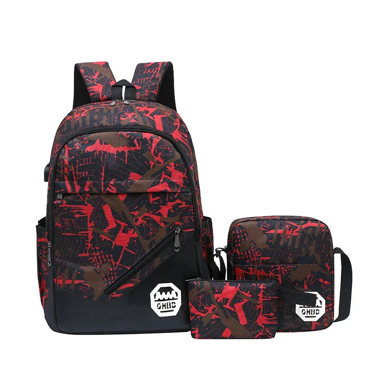 Premium nylon backpack with floral design, versatile 3-in-1 schoolbag for everyday use in the UK