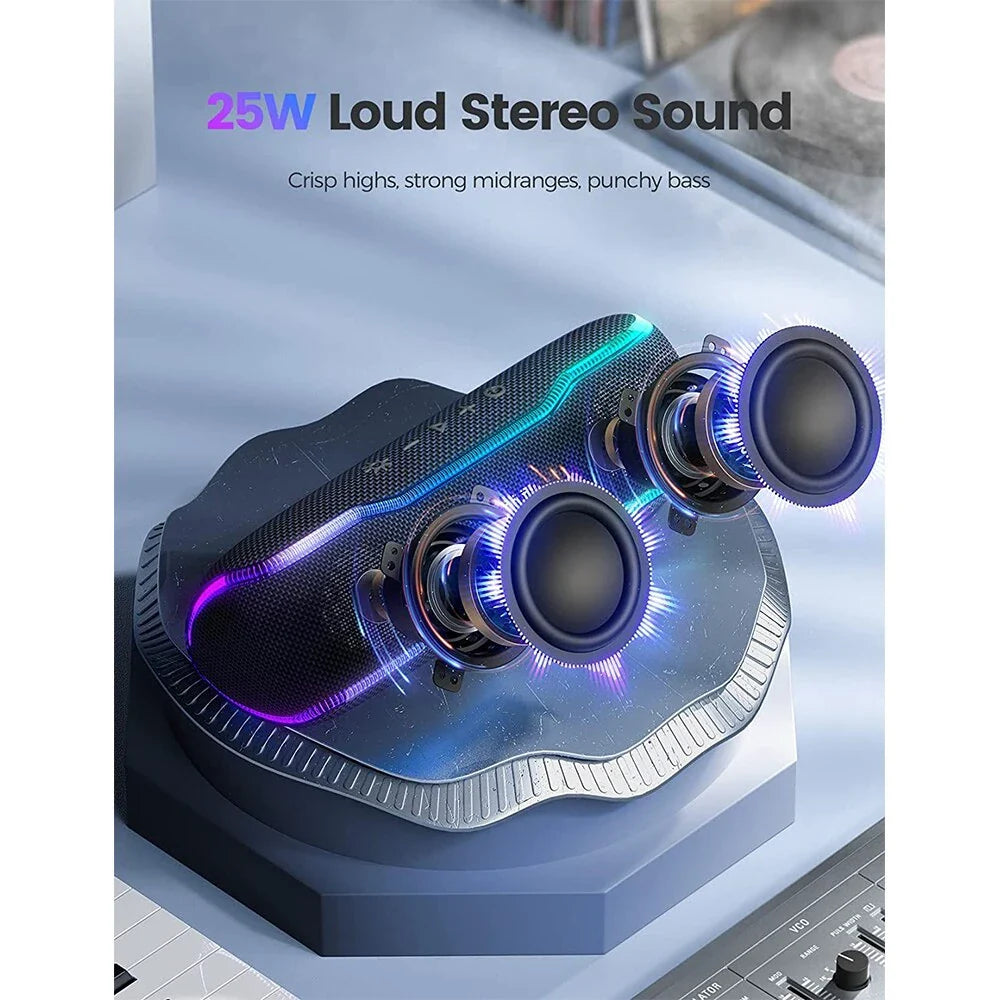 Premium Portable Outdoor Bluetooth Speaker with 25W Stereo Sound and Colour-Changing Lights