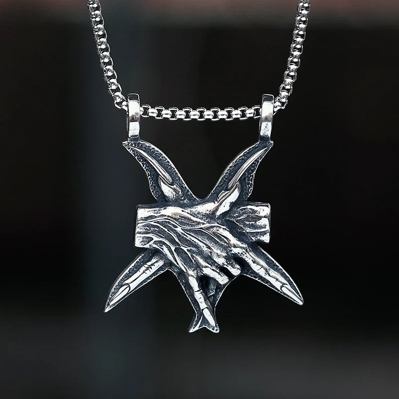 Sleek three-dimensional titanium steel pendant necklace in two chain length options