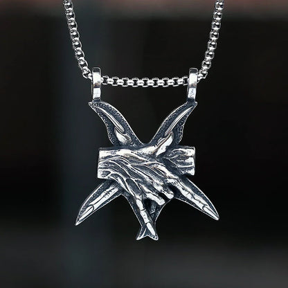 Sleek three-dimensional titanium steel pendant necklace in two chain length options