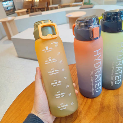 Trendha Large Capacity Gradient Frosted Water Bottle in Yellow - Stylish and Durable Hydration Solution