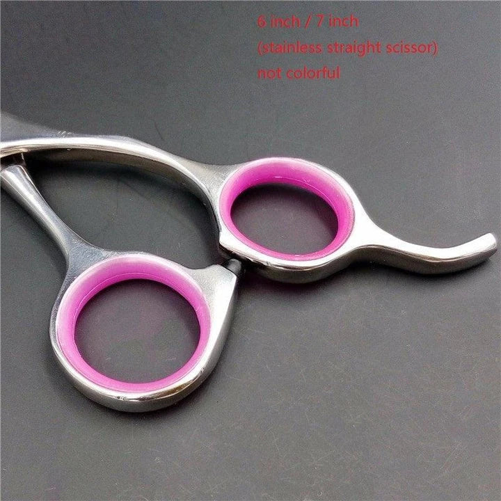 Premium stainless steel grooming scissors for pets, designed for precision cutting and easy handling