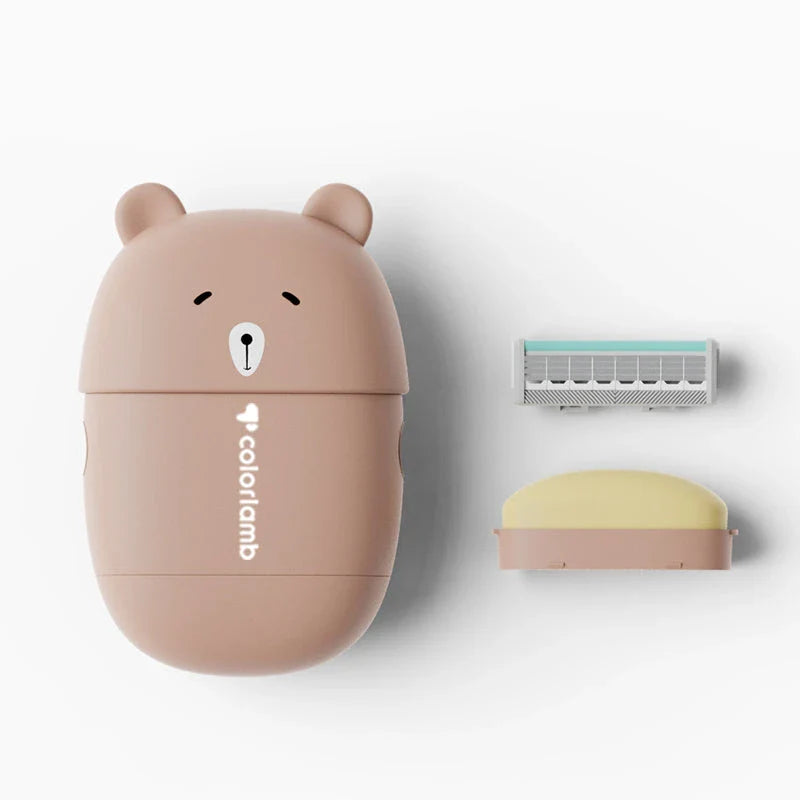 Portable Cute Bear Razor Set for Women with Safety Blades and Moisturising Soap