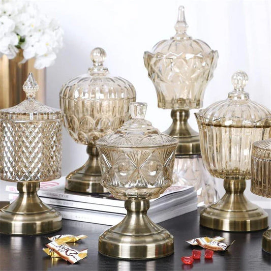 Elegant Nordic-style crystal glass storage pot with minimalist design for organizing kitchen or living space