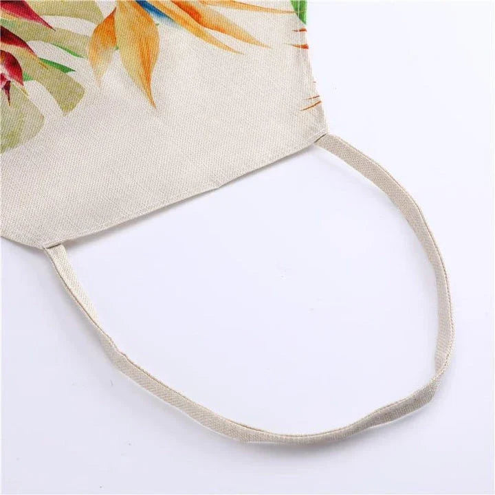 Flamingo Print Apron with Adjustable Neck Strap and Waist Ties, Made of Cotton and Linen Blend