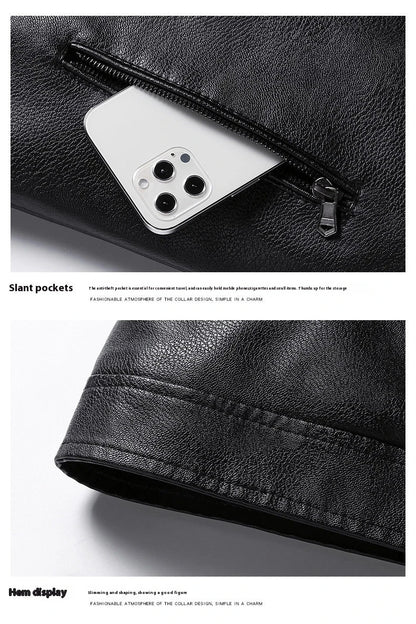 Stylish Fleece-Padded Jacket with PU Leather Accents in Various Colours