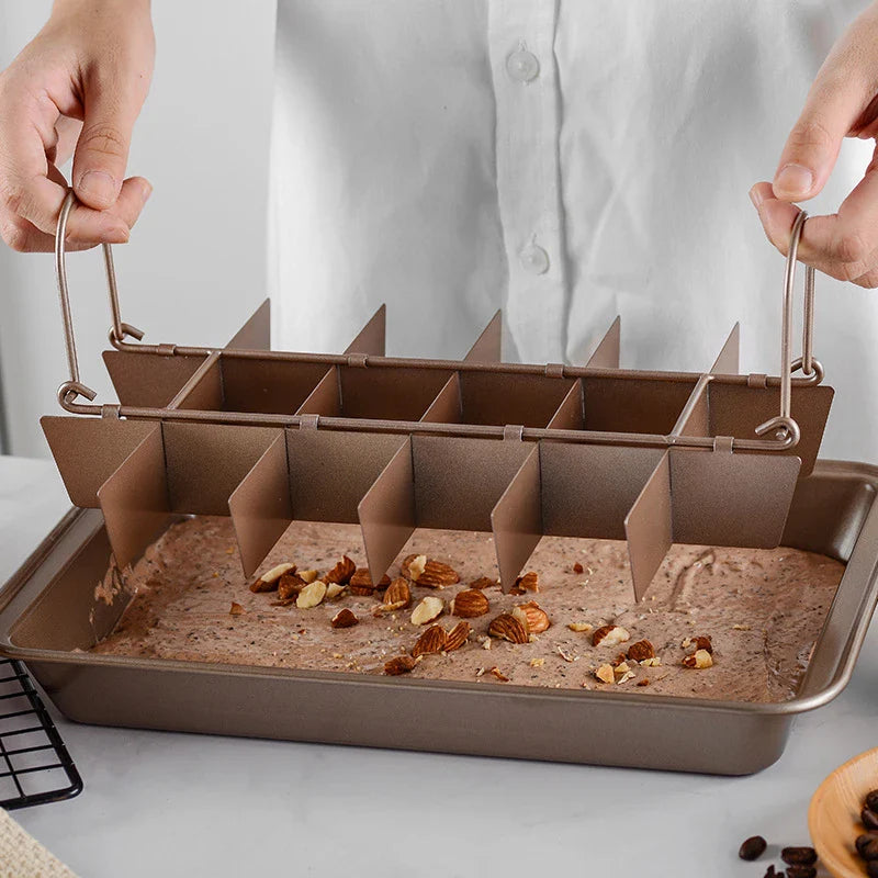 Premium square brownie pan made of durable stainless steel for even baking and easy cleaning