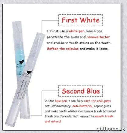 Dog Teeth Plaque Removing Pens - Premium dental cleaning system for dogs with dual-pen design and all-natural ingredients