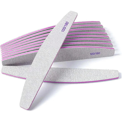 Premium double-sided emery board nail files with 100/180 grit for shaping and smoothing nails