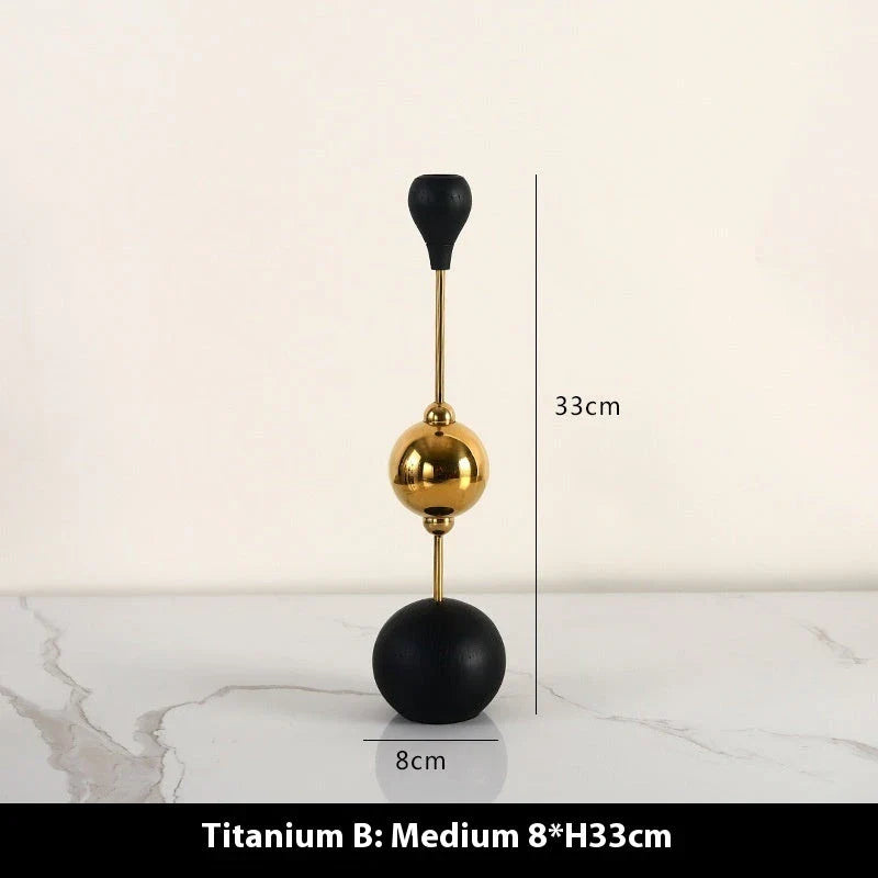 Elegant stainless steel and wooden candlestick set with a captivating design that creates a soothing ambience in any living space