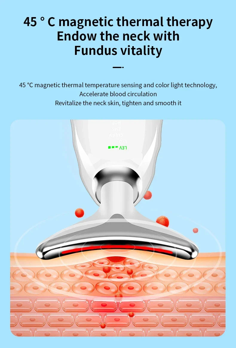 Premium skin tightening and facial massager with LED photon therapy to reduce wrinkles, tighten skin, and improve overall skin health