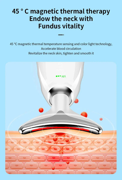 Premium skin tightening and facial massager with LED photon therapy to reduce wrinkles, tighten skin, and improve overall skin health