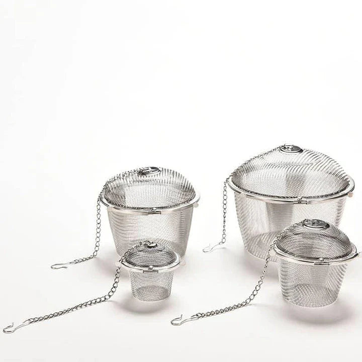 Premium stainless steel tea infuser with a reusable, bowl-shaped design for convenient and flavourful loose-leaf tea brewing