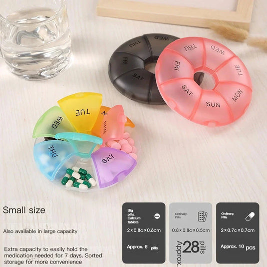 Compact 7-Day Pill Organiser with Yellow Lid - Portable Travel Case for Tablets and Medications