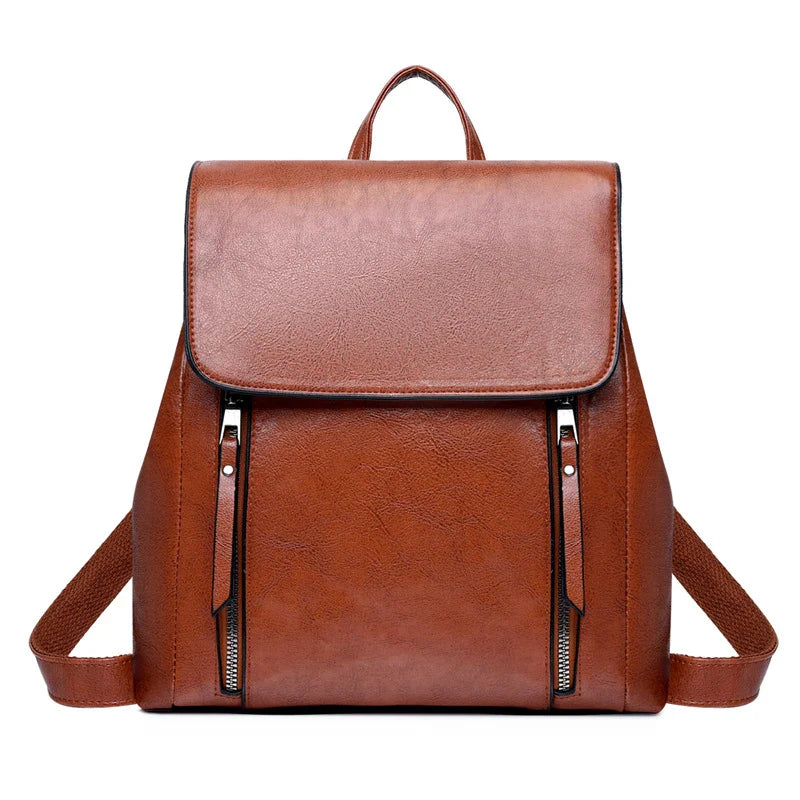 Premium oil-wax women's backpack in various colours, featuring a sleek and vintage-inspired design for a stylish city companion