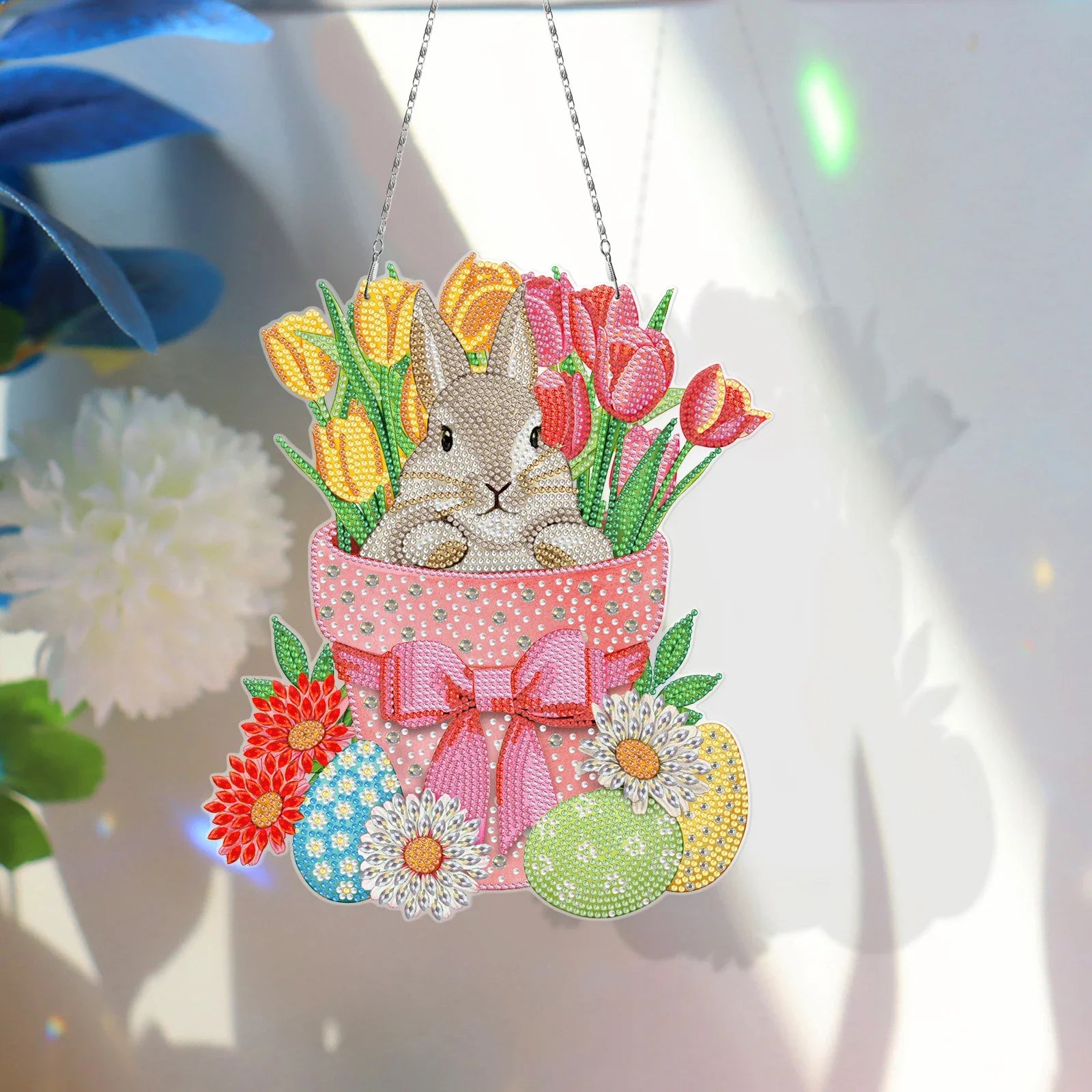 Premium PVC Easter bunny decorative hanging wall art for DIY diamond painting